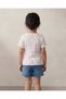 Girls White Floral Allover Print Rib T-Shirt with Frill Details - 5