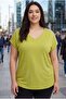 Women's Plus Size Green Blouse with Stones on the Shoulders - 2