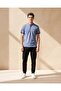 Men Blue Standup Collar Polo Shirt - 3