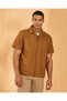 Men Brown Plain Short Sleeve Shirt