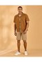 Men Brown Plain Short Sleeve Shirt - 2