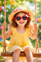 Children's Sunglasses with Rabbit Ear Detail Model 5232 Red