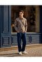 Men Pale Blue Allover Print Collar Front Buttoned Sweatshirt