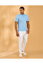 Men Blue Standup Collar Polo Shirt - 5