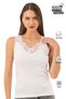 Özkan 2001 3-Pack Women's 100% Cotton Ribbed Black White Burgundy Lace Guipure Magnolia Undershirt - 6