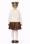 Girl's Plush Vest and Leather Pleated Skirt 3-Piece Set Ak2601 - 4
