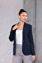 Women's Navy Blue Blazer Jacket with Pocket Details - 7
