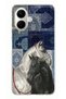 Tecno Spark Go 2 Compatible Blue Carpet Pattern Black and White Horse Printed Silicone Case