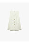 Button Detailed Sleeveless Long V-Neck Vest - 3