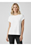 Women's Ecru Crew Neck Plain Short Sleeve T-Shirt Nj94