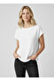 Women's Ecru Crew Neck Plain Short Sleeve T-Shirt Nj94 - 2
