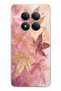 Redmi Note 15 Pro 4g Compatible Pink and Burgundy Leaf Print Silicone Case