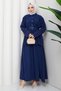 Pencil Skirt Suit with Belt Navy Blue Hm2883 - 2
