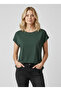 Women's Green Crew Neck Plain Short Sleeve T-Shirt Nj94