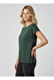Women's Green Crew Neck Plain Short Sleeve T-Shirt Nj94 - 3