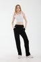 Women's Black Straight-Leg Modal Fabric Sweatpants with Waist Tie and Pockets (Suitable for Height 1.65 and Below) - 6