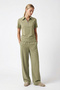 Women's Nola Modal Touch Zippered Polo Collar Elastic Waist Pocketed Khaki Top and Bottom Set - 3