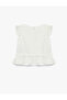 Ruffle Detailed Sleeveless Crew Neck Scalloped Tank Top - 4