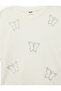 Butterfly Patterned Short Sleeve Crew Neck Cotton T-Shirt with Stone Detail - 6