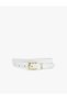 Chain Detailed Metal Buckle Faux Leather Thin Belt