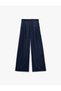 Regular Waist Pleated Wide Leg Satin Trousers with Pocket Detail - 4
