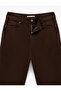 High Waist Pocketed Buttoned Cotton Straight Leg Denim Trousers - Mom Slim Jean - 5