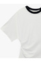 Linen Blend Slim Fit Crew Neck Asymmetrical Short Sleeve Detailed T-Shirt - 5