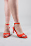 Sare Ankle Strap Patent Leather Heeled Shoes Orange