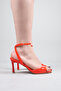 Sare Ankle Strap Patent Leather Heeled Shoes Orange - 5
