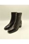 Clara Black Leather Women's Boots – Crocodile Patent Leather Toe & Heel Detail – Medium Zipper Accessory - 4