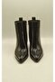 Valeria Black Bean Pattern Genuine Leather Women's Boots – Pointed Toe, Metal Accessory Heel - 7