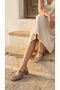 Women's Heeled Lace-Looking Ankle-Strapped Daily Summer Ballerinas with Middle Straps - 5