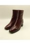Clara Burgundy Leather Women's Boots – Crocodile Patent Leather Toe & Heel Detail - 5