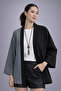 Women's Two-Tone Kimono Jacket – Patterned, Oversized Modern Design