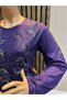 Women's Middle Age and Above Round Neck Viscose Orchid Stone Mother Combed Cotton Blouse - 3