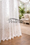 Flower Embroidered Tulle Curtain Skirt with Embroidered Tight Pleats