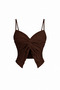 Alaçatı Style Front Twist Thin Strap Ruffle Textured Crop Blouse