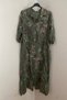 Women's Italian Khaki Batik Rose Pattern Long Sleeve Long Linen Shirt Dress - 2