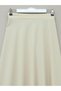 Elastic Waist Flared Imported Crepe Beige Skirt - 3