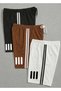 3Pcs Men-Women Sports Set-Double Stripe Summer T-Shirt Shorts Set (Black-Coffee-White) - 5