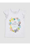 Crew Neck Printed Girl's Pajama Set with Shorts