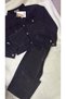 Girl's Black Striped Stone Embellished Denim Jacket and Wide-Leg Jeans Two-Piece Set - Holiday Collection - 4