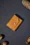 Women's Card Holder Patterned Genuine Leather Small Wallet with Cash Compartment (10X9 cm) Light Tan - 5