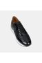 Men's Black Leather Sports Shoes with Metal Detail - 7