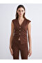Esvab • Modern & Distinctive V Placketed Gathered Women's Plain Vest