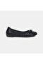 Women's Black Braided Bow Detailed Leather Ballerinas - 2
