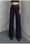 Carla Lycra Women's Navy Blue Super High Waist Loose Leg Denim Loose Palazzo Trousers - 3