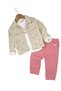 Girl's Holiday Set with Linen Jacket and Trousers, 3-Piece Holiday Set, 0-6 Years Old, Stylish Combination - 2