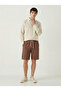 Men's Brown Linen Muslin Shorts 100% Cotton Organic Fabric with Back Pockets