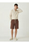 Men's Brown Linen Muslin Shorts 100% Cotton Organic Fabric with Back Pockets - 4